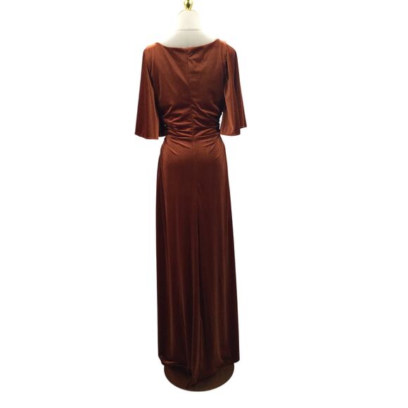 AW BRIDAL SZ 4 S Burnt Orange Eleonora Velvet Prom Bridesmaid Maxi Dress NEW 0B5 - Picture 3 of 4